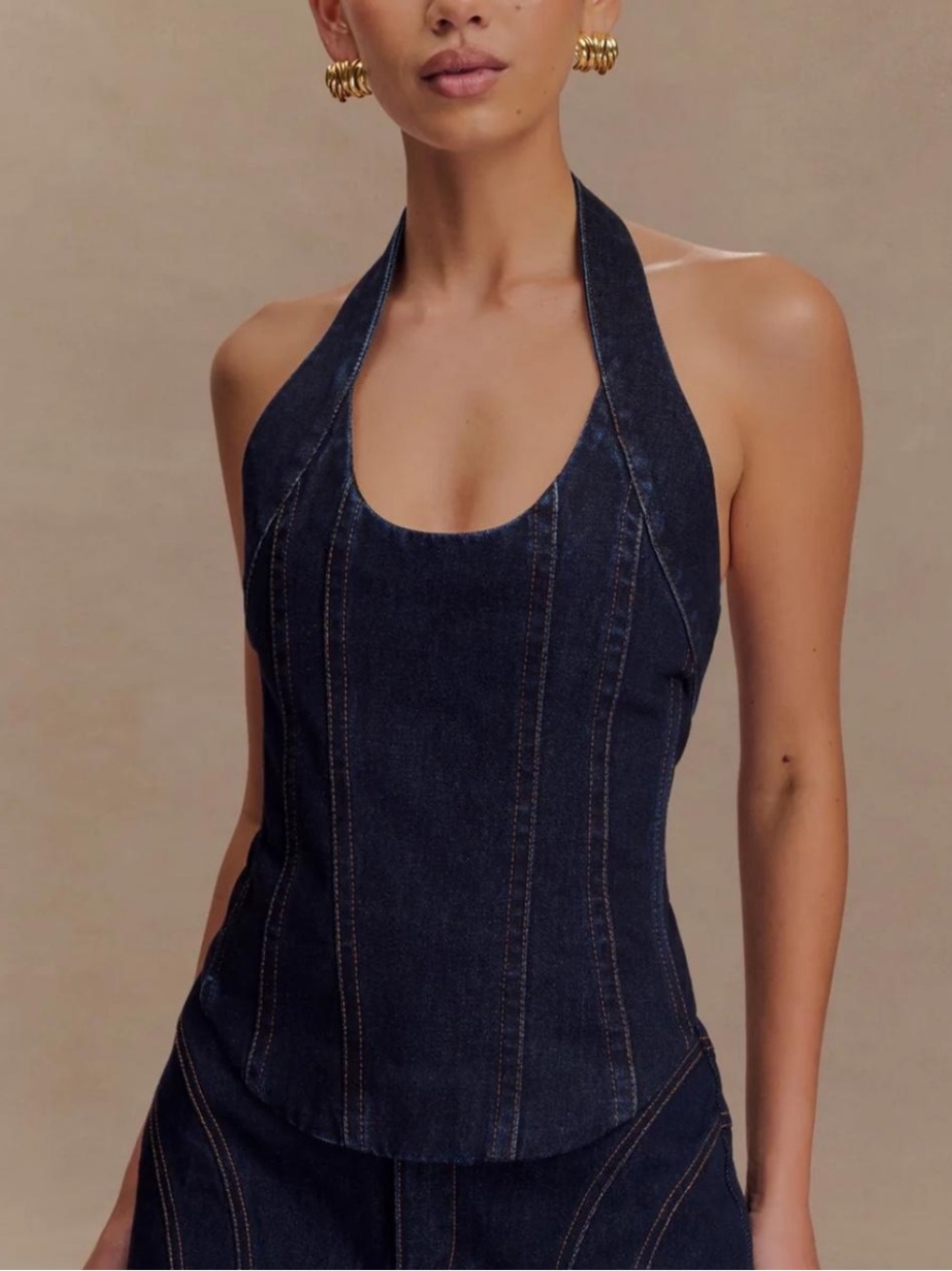 Meshki Denim Halter Neck Top